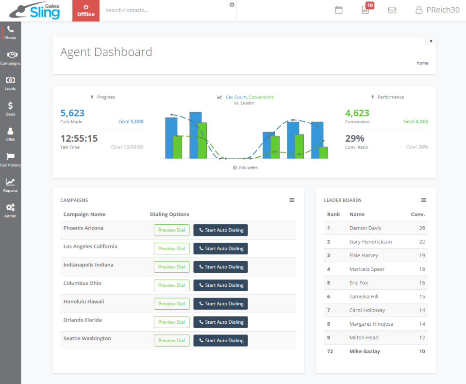 screenshot of Sales Sling